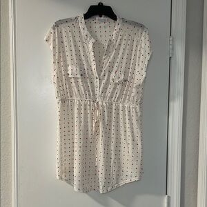 White and Red Hearts Blouse